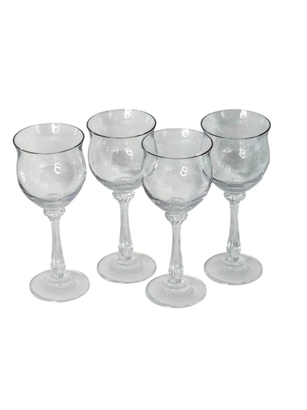4 Mikasa Ardmore Wine Glasses 7" ribbed stem fine crystal fluted rim Germany - Picture 2 of 11